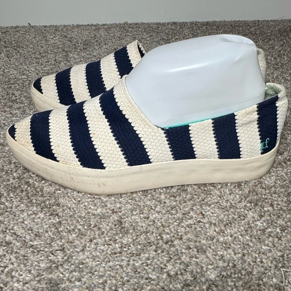 XF Striped Women’s Navy Nautical Slip-On Pointed Toe Shoes- Size 9